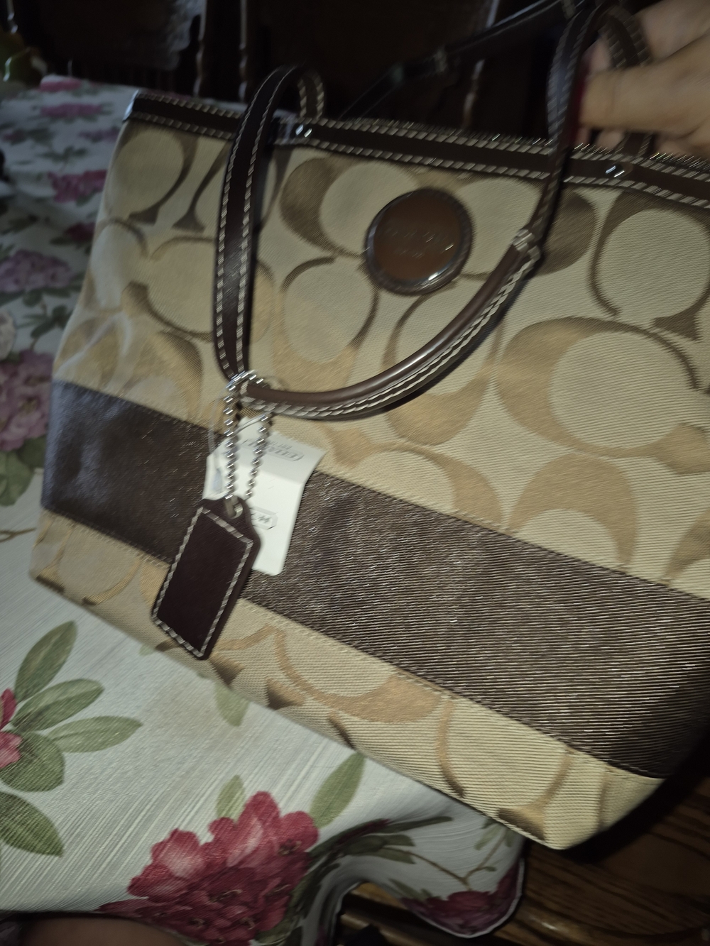 Coach Beige and Brown Signature Tote